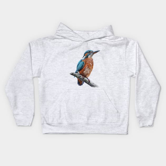 King Fisher Drawing Kids Hoodie by cristianvan